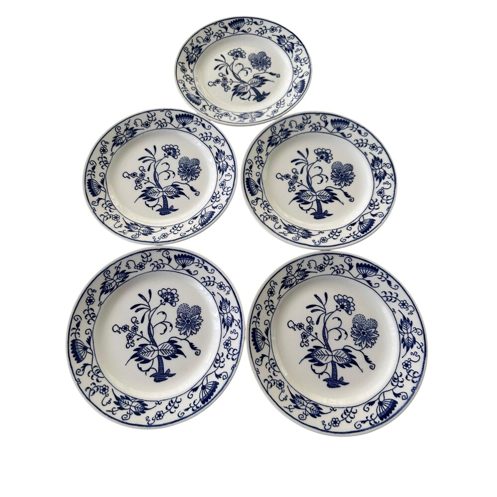 Royal China “Doorn” Blue Onion Salad/Dessert Plates 7”Unmarked Blue/White-Set 5